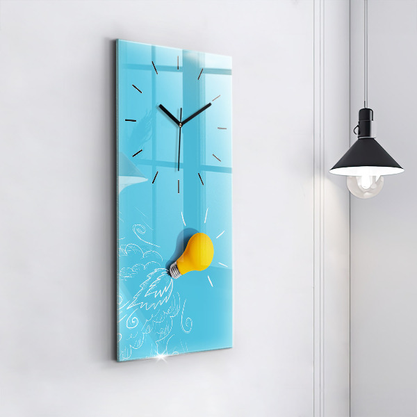 Modern vertical wall clock Light bulb drawing