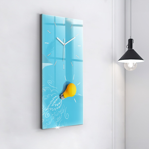 Modern vertical wall clock Light bulb drawing