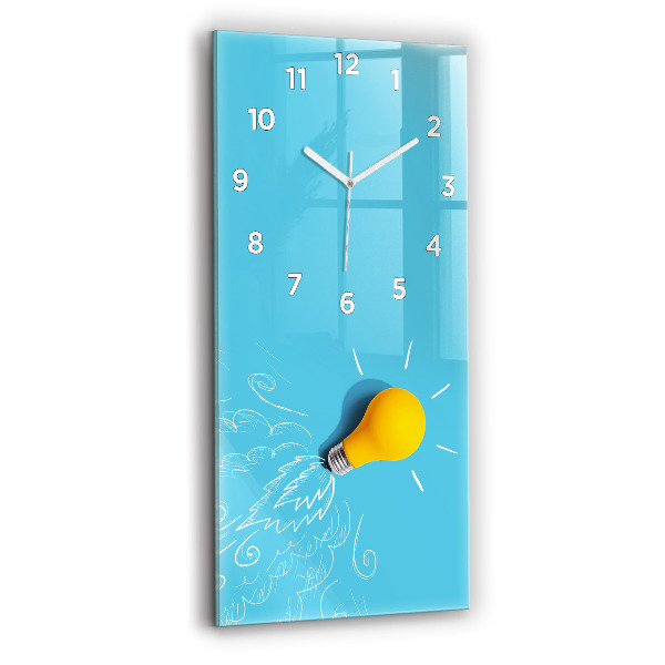 Modern vertical wall clock Light bulb drawing