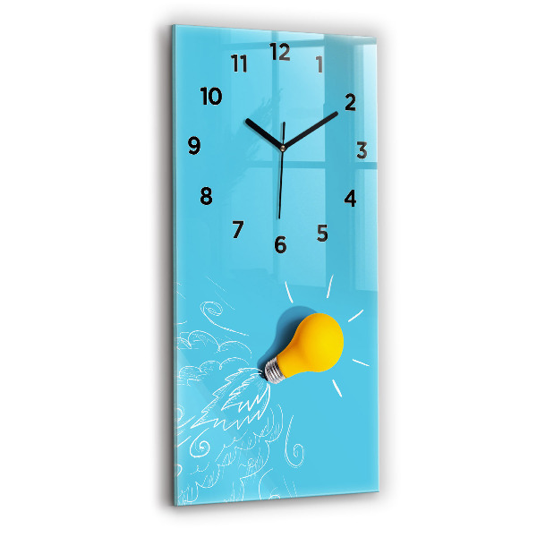 Modern vertical wall clock Light bulb drawing