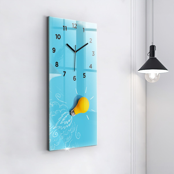 Modern vertical wall clock Light bulb drawing