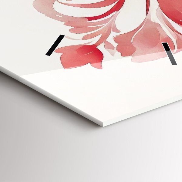 Modern vertical wall clock Red flowers