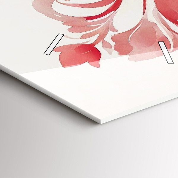 Modern vertical wall clock Red flowers