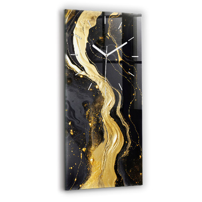 Modern vertical wall clock Gold marble