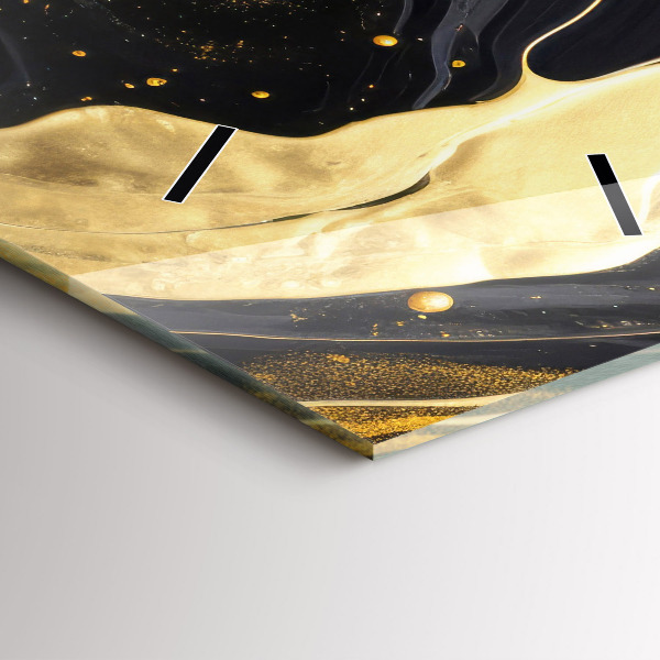 Modern vertical wall clock Gold marble