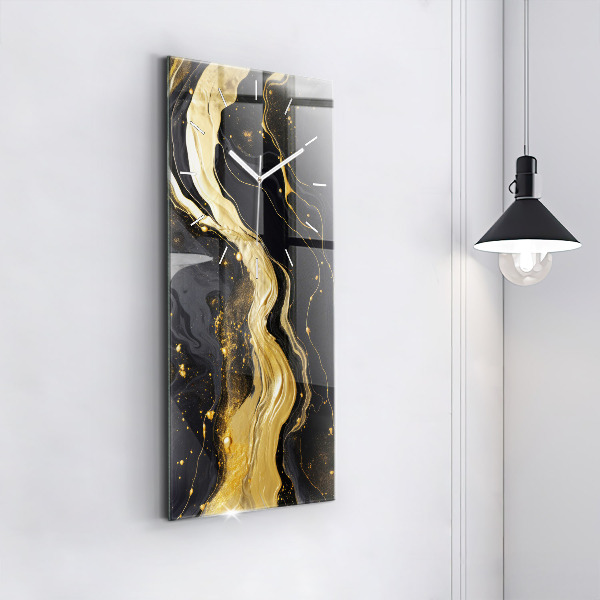 Modern vertical wall clock Gold marble