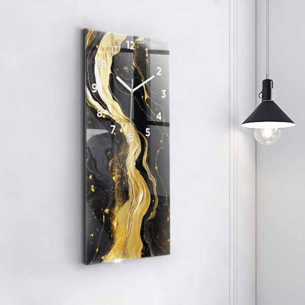 Modern vertical wall clock Gold marble