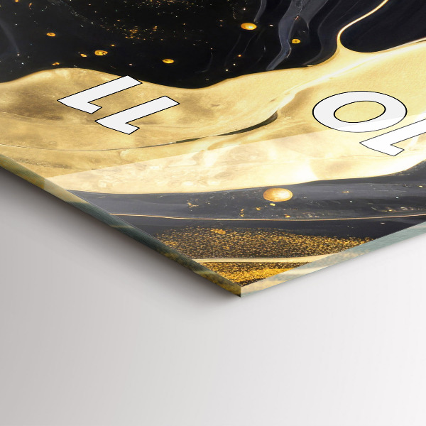 Modern vertical wall clock Gold marble