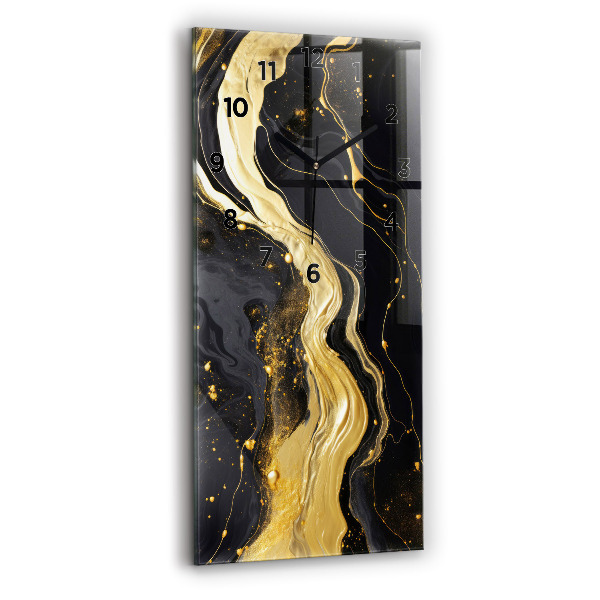 Modern vertical wall clock Gold marble