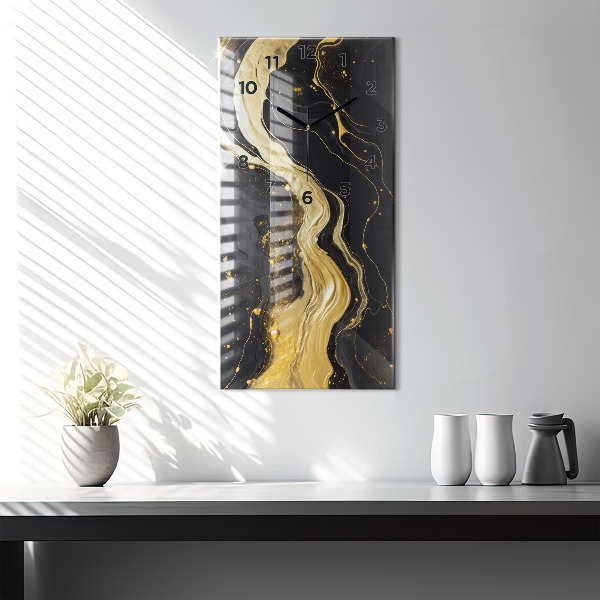Modern vertical wall clock Gold marble