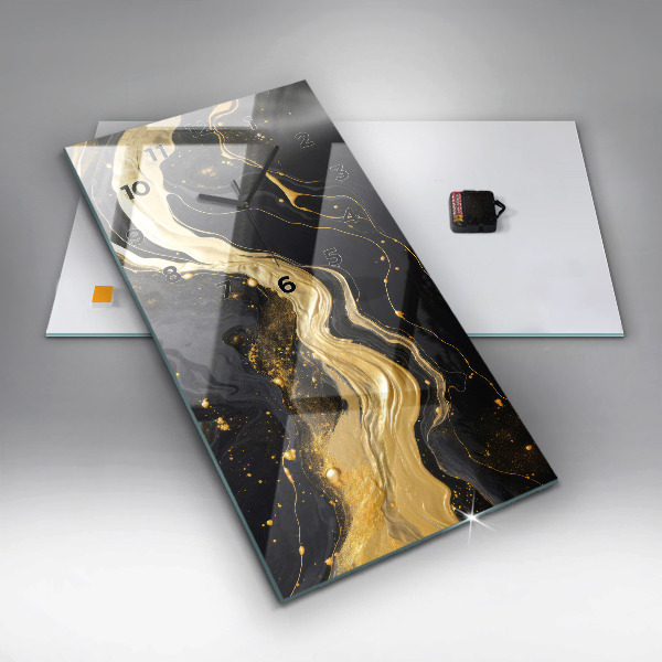 Modern vertical wall clock Gold marble