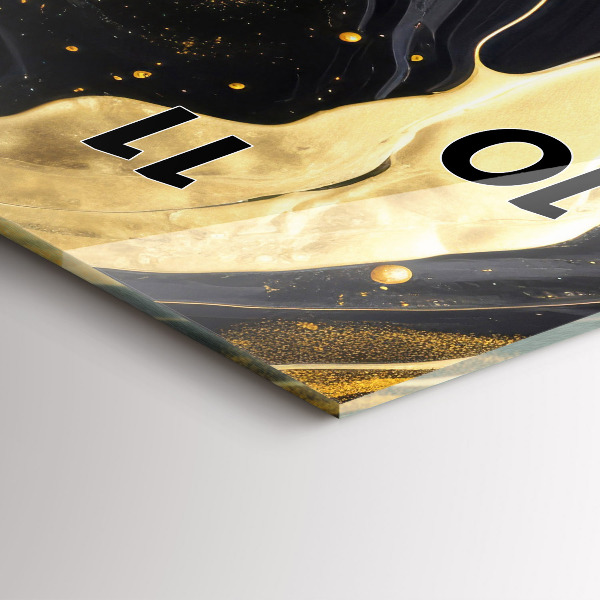 Modern vertical wall clock Gold marble