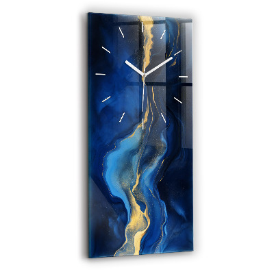 Modern vertical wall clock Blue marble