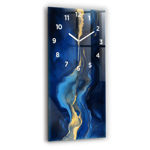Modern vertical wall clock Blue marble
