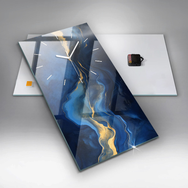 Modern vertical wall clock Blue marble