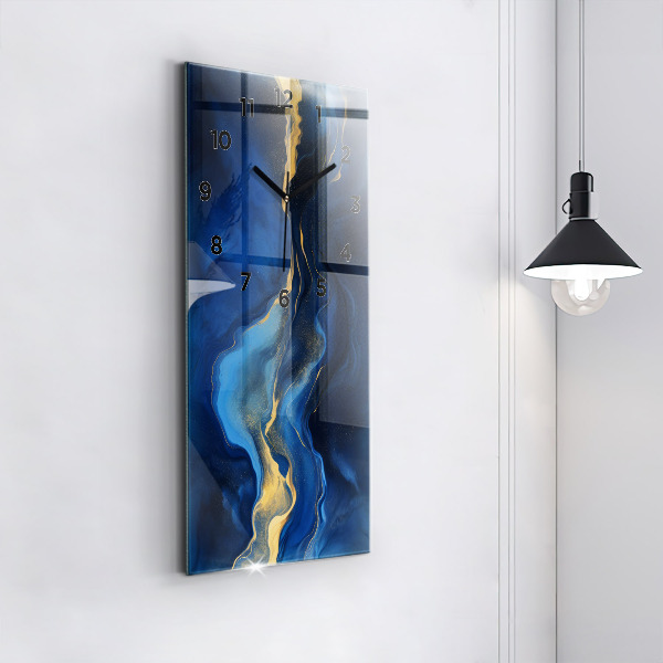 Modern vertical wall clock Blue marble