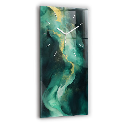 Modern vertical wall clock Green marble