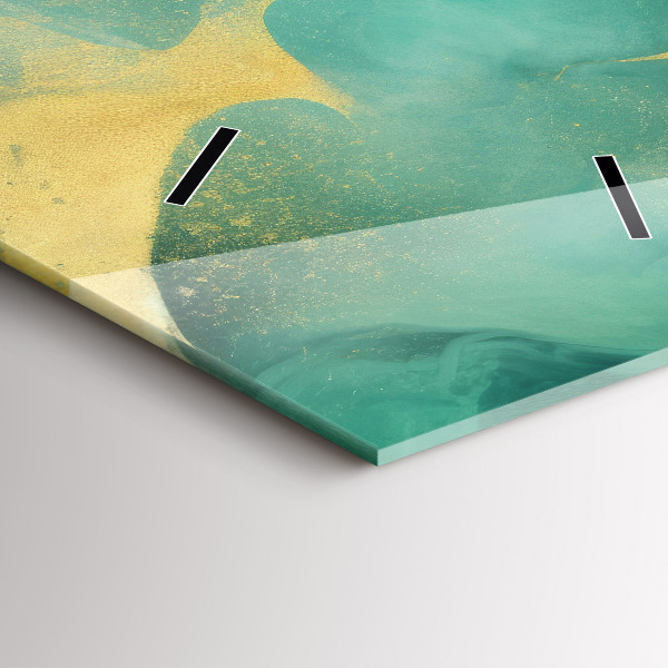 Modern vertical wall clock Green marble