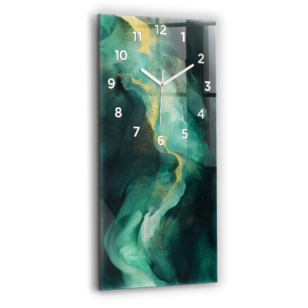 Modern vertical wall clock Green marble