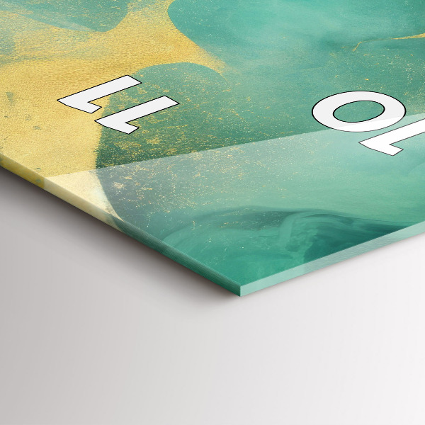 Modern vertical wall clock Green marble