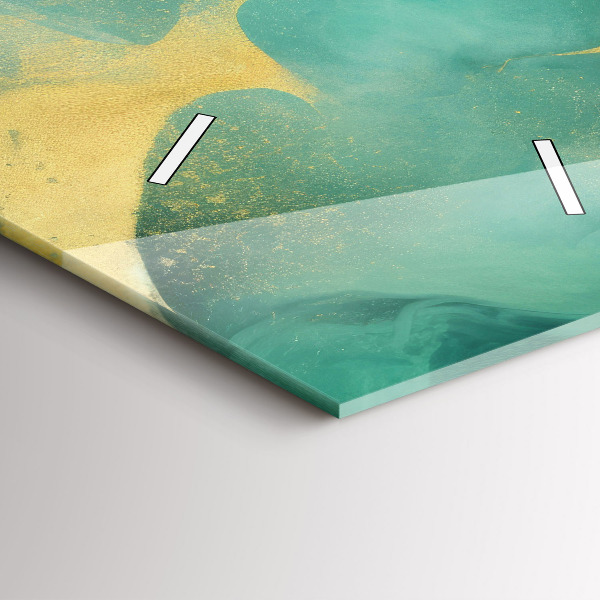 Modern vertical wall clock Green marble