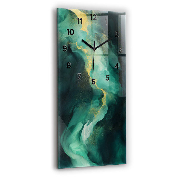 Modern vertical wall clock Green marble