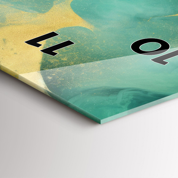 Modern vertical wall clock Green marble