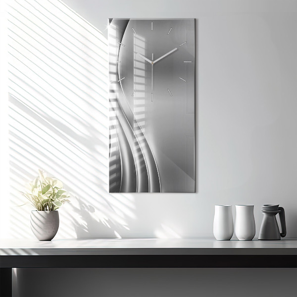 Modern vertical wall clock Silver abstraction
