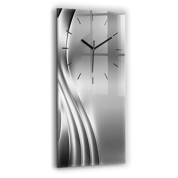 Modern vertical wall clock Silver abstraction