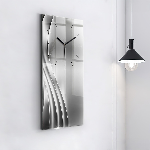 Modern vertical wall clock Silver abstraction