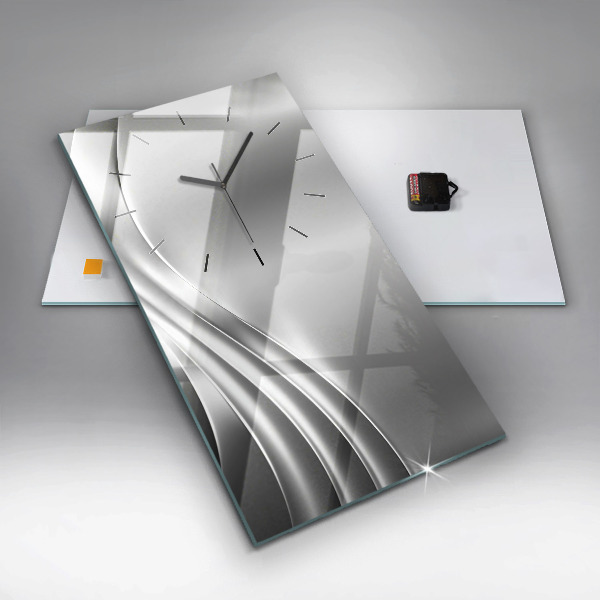 Modern vertical wall clock Silver abstraction