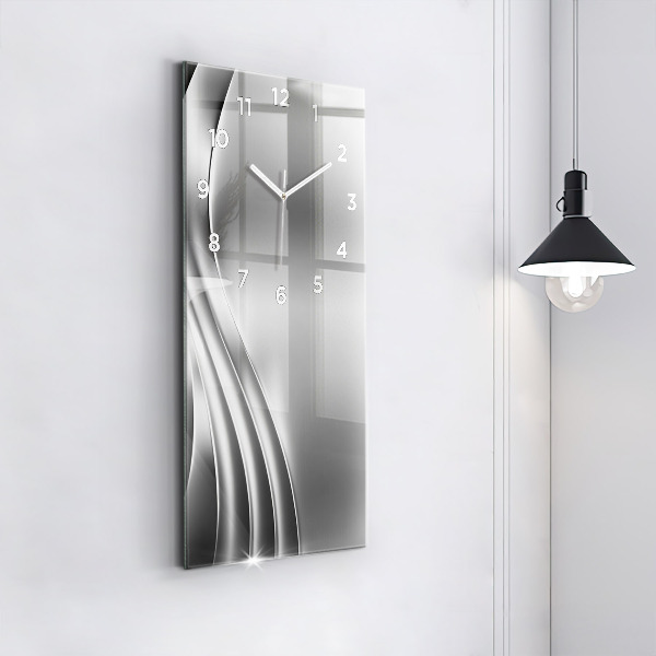 Modern vertical wall clock Silver abstraction