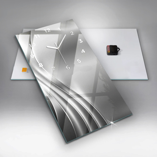 Modern vertical wall clock Silver abstraction