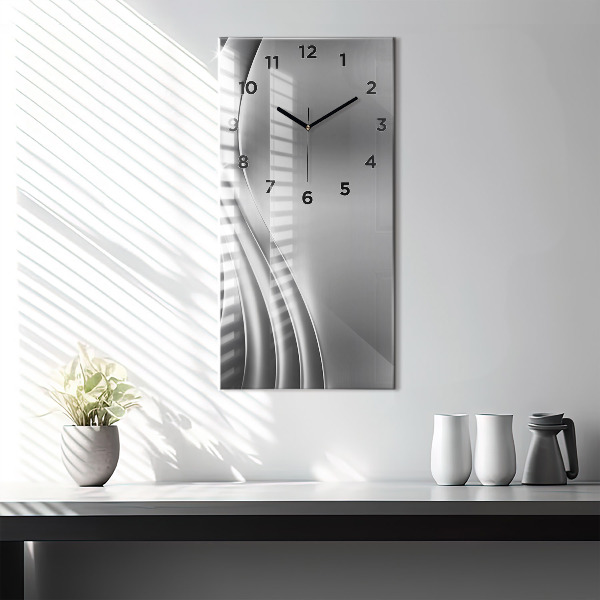 Modern vertical wall clock Silver abstraction