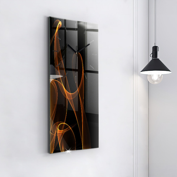 Modern vertical wall clock Orange lines