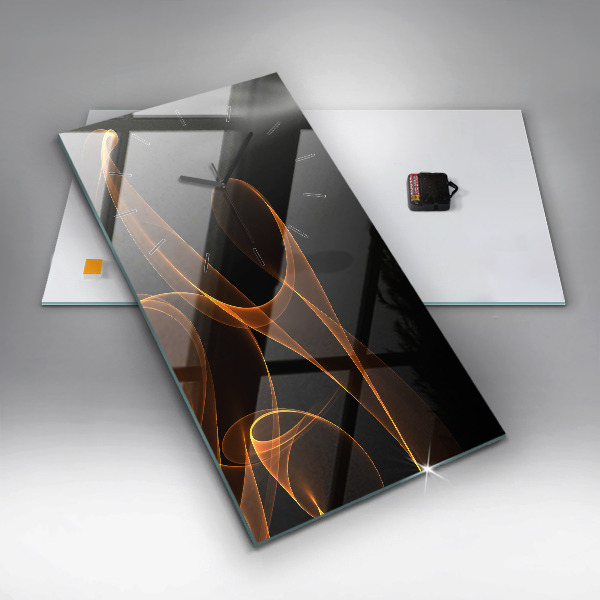 Modern vertical wall clock Orange lines