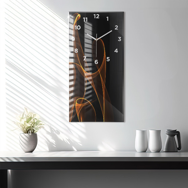 Modern vertical wall clock Orange lines