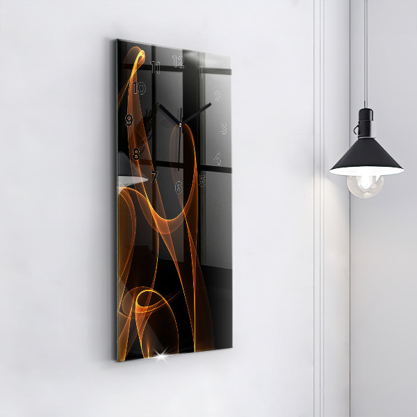 Modern vertical wall clock Orange lines