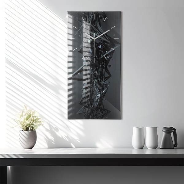 Modern vertical wall clock Black abstraction