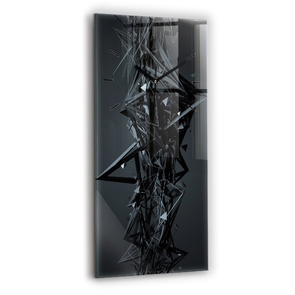 Modern vertical wall clock Black abstraction
