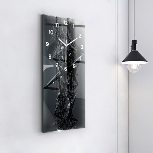 Modern vertical wall clock Black abstraction
