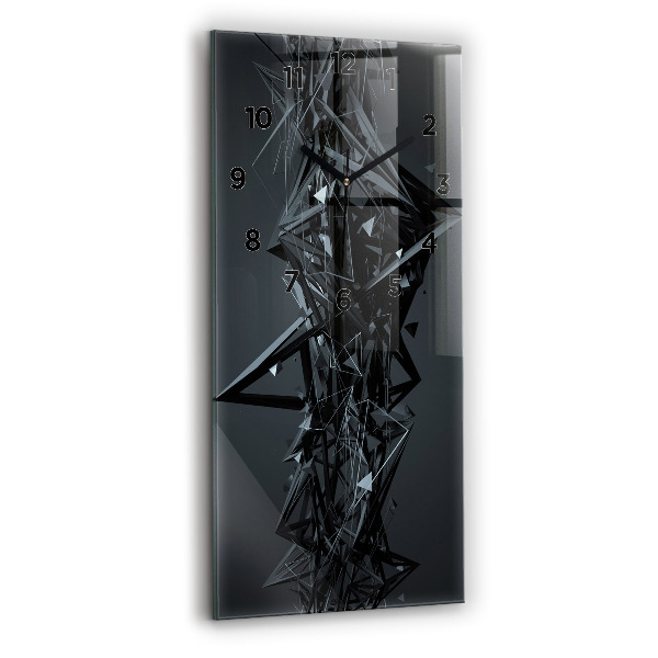 Modern vertical wall clock Black abstraction