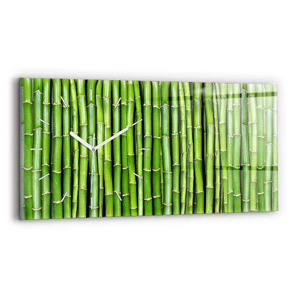 Glass wall clock rectangular Asian Bamboo