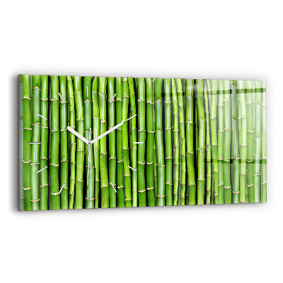 Glass wall clock rectangular Asian Bamboo