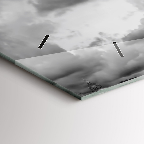 Glass wall clock rectangular Effel Tower Paris