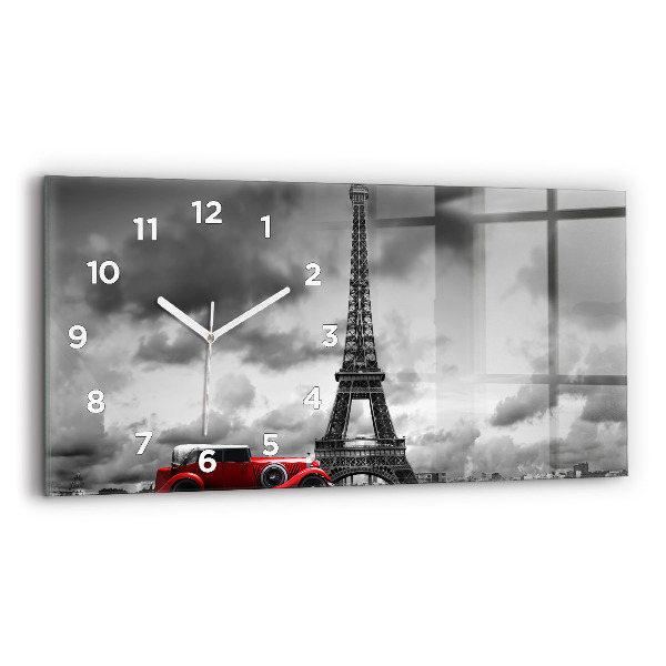 Glass wall clock rectangular Effel Tower Paris
