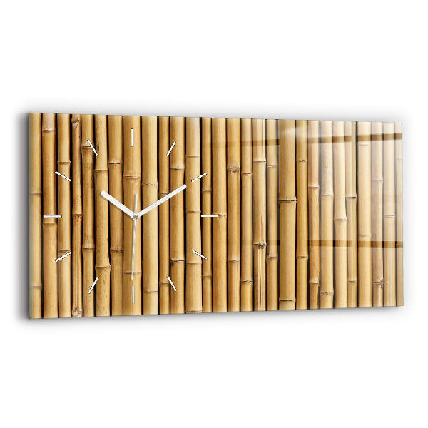 Glass wall clock rectangular Bamboo sticks