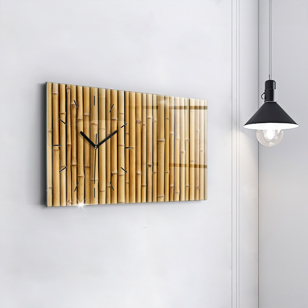 Glass wall clock rectangular Bamboo sticks