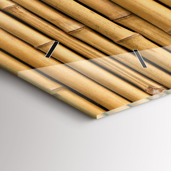 Glass wall clock rectangular Bamboo sticks