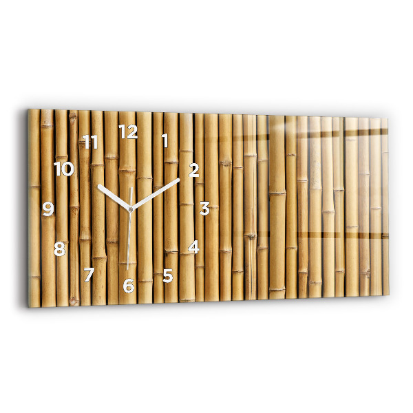 Glass wall clock rectangular Bamboo sticks